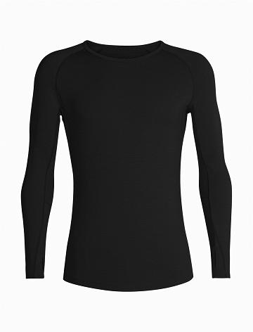 Black Icebreaker BodyfitZone™ Merino 200 Zone Long Sleeve Thermal Crewe Top Men's Base Layers | AU 1357AHKP